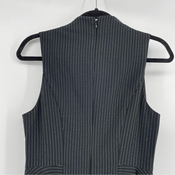 Betsey Johnson Womens Asymmetrical Dress Black Pinstripe Sleeveless 6 - Picture 6 of 8